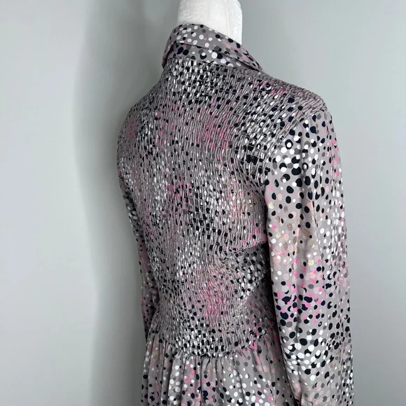 Kate Spade Taupe Soirée Multi Color Dot Shirt Dress 6 - Picture 3 of 6